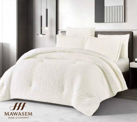 طقم لحاف Casa مجوز 6 قطع صيفي ابيض