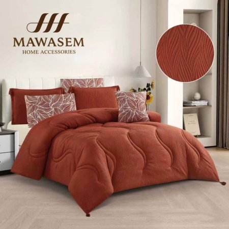 طقم لحاف Cotton مجوز 7 قطع صيفي كرميدي