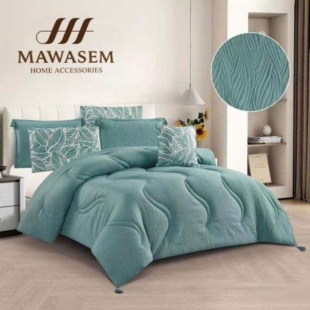طقم لحاف Cotton مجوز 7 قطع صيفي تركواز