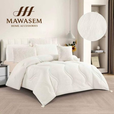 طقم لحاف Cotton مجوز 7 قطع صيفي ابيض